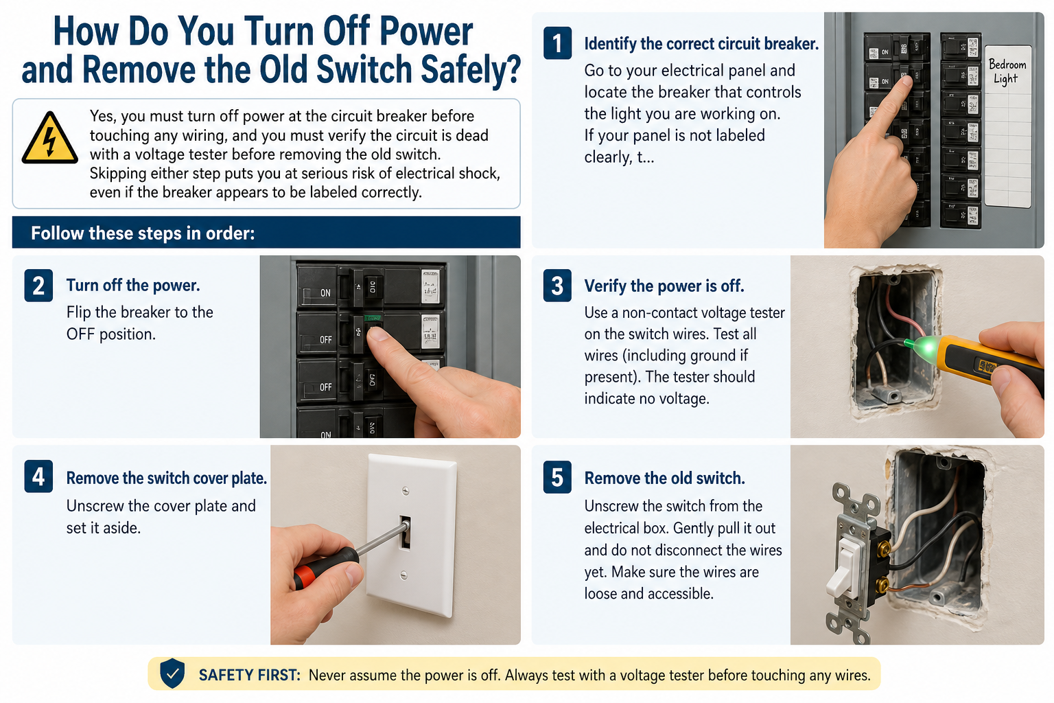 How Do You Turn Off Power and Remove the Old Switch Safely?