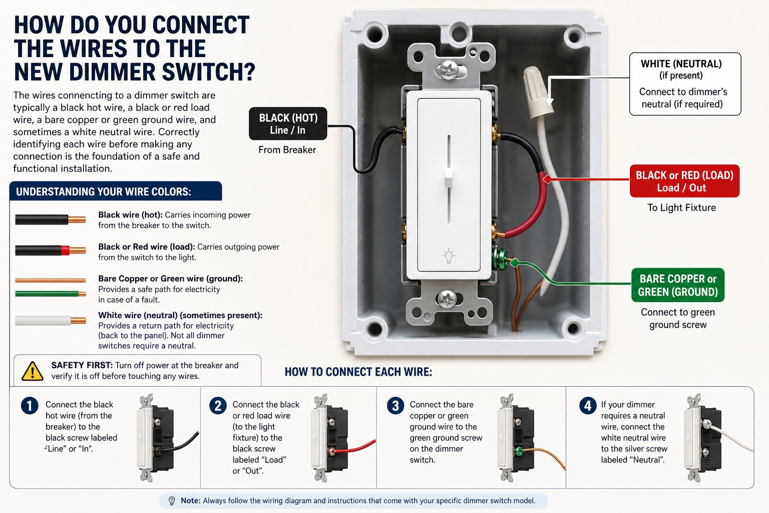 How Do You Connect the Wires to the New Dimmer Switch?