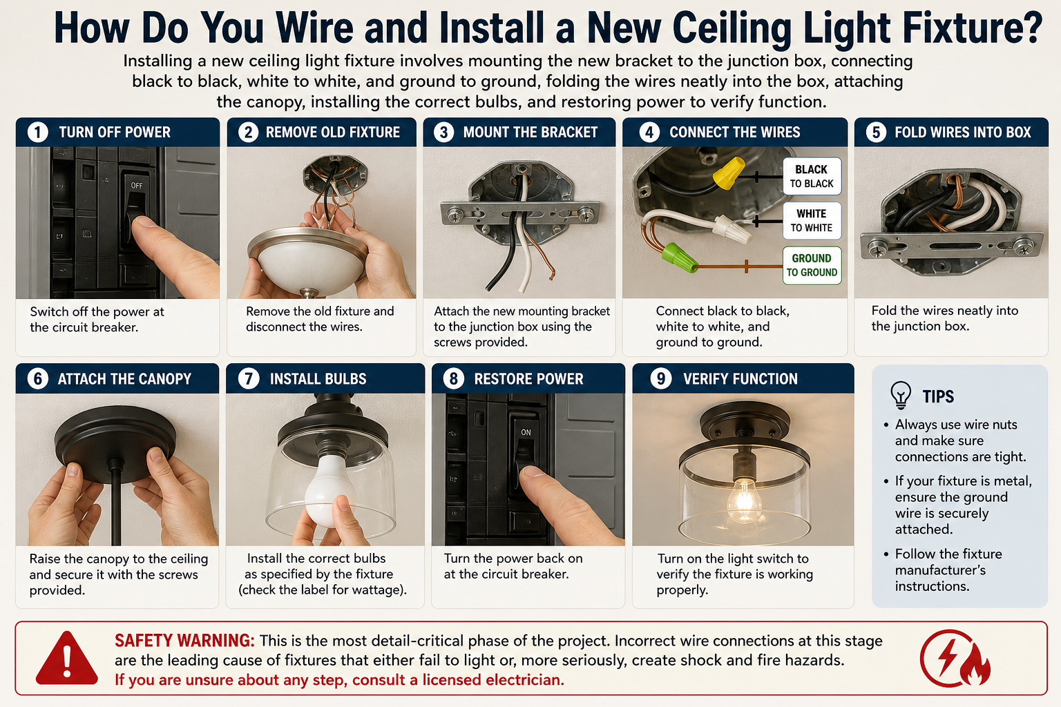 How Do You Wire and Install a New Ceiling Light Fixture?
