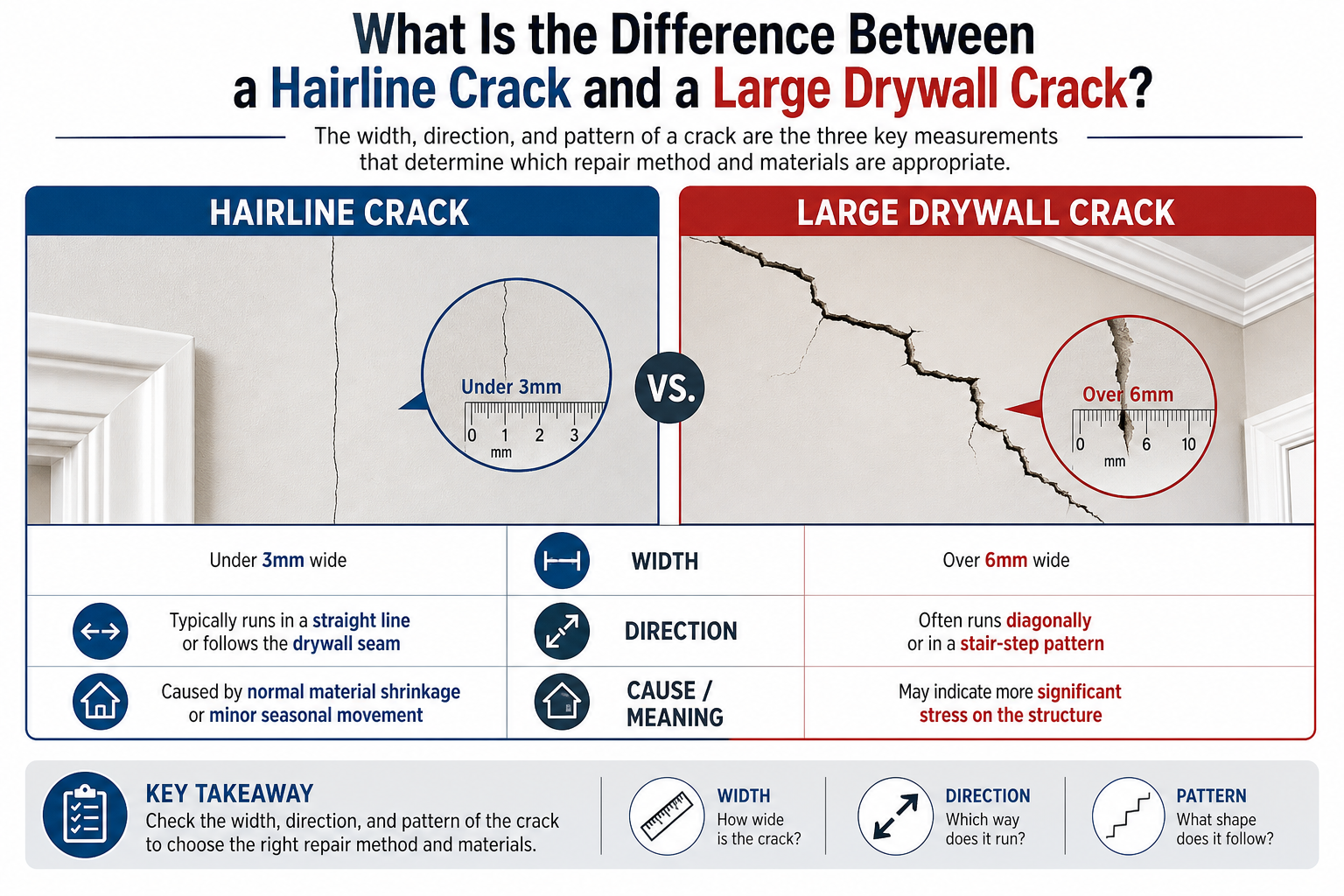 What Is the Difference Between a Hairline Crack and a Large Drywall Crack?