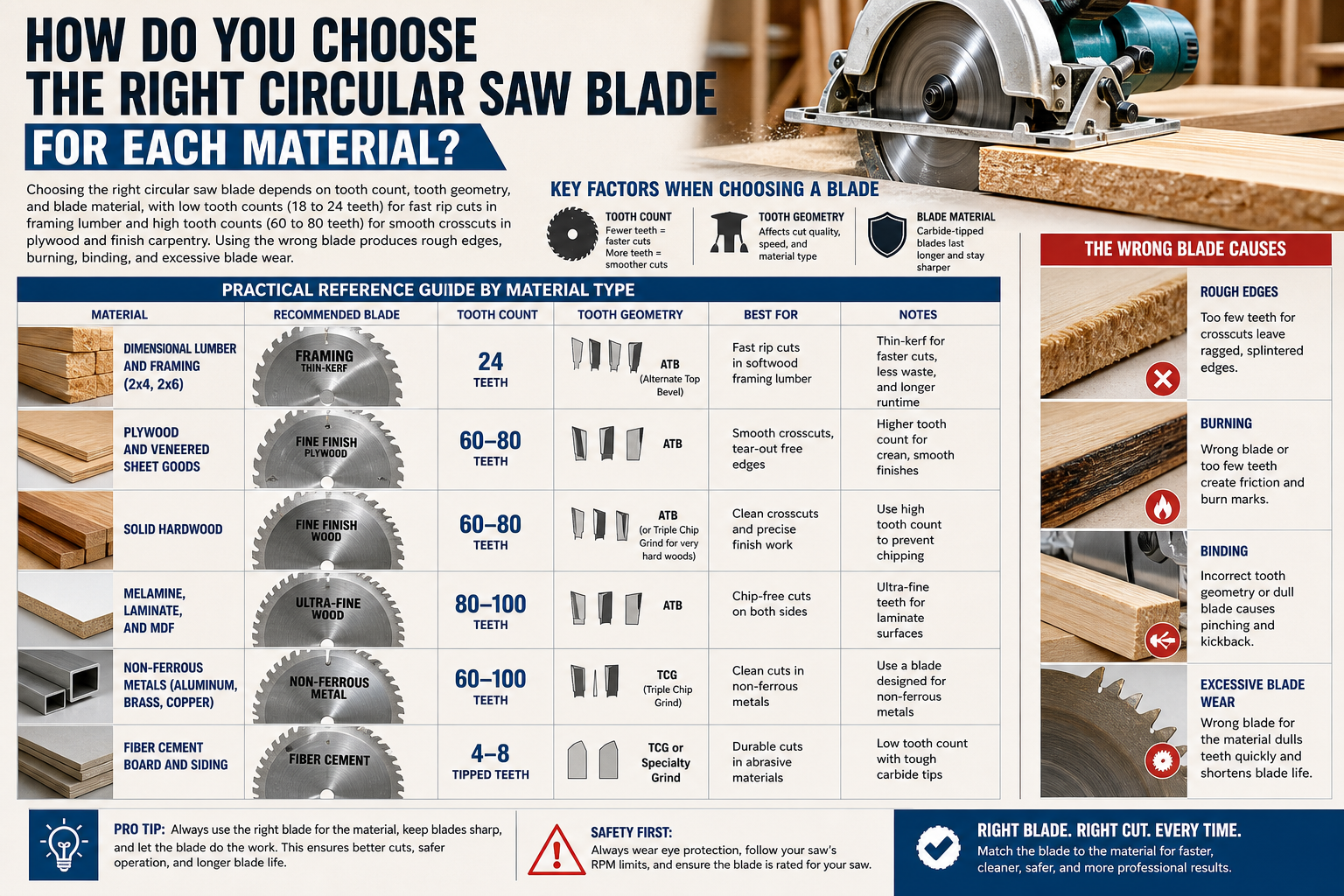How Do You Choose the Right Circular Saw Blade for Each Material?